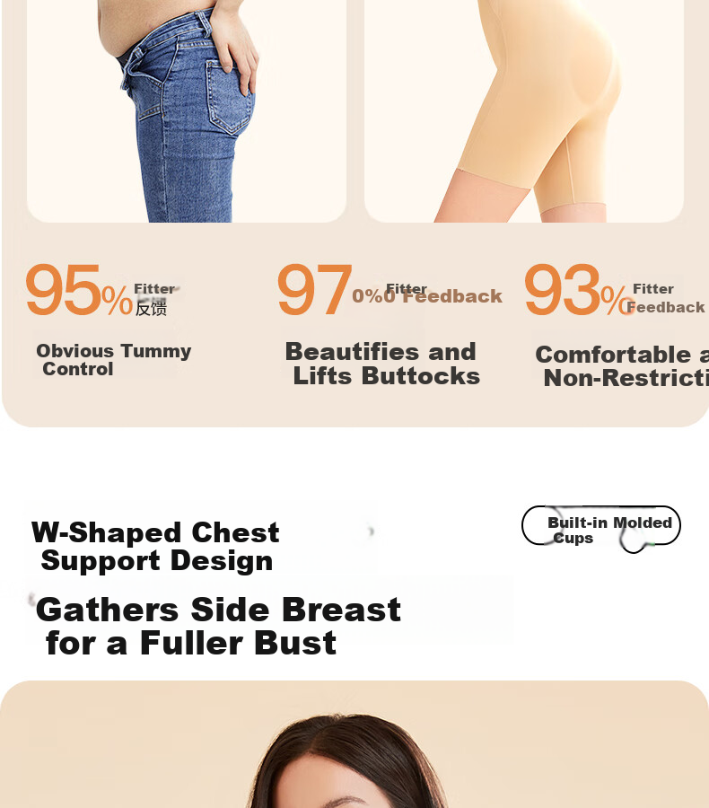 GRACEWELL Women's One-Piece Shapewear Tummy Control Hip Lift Waist Cincher Wireless Seamless Postpartum Body Shaping Garment Black L 7