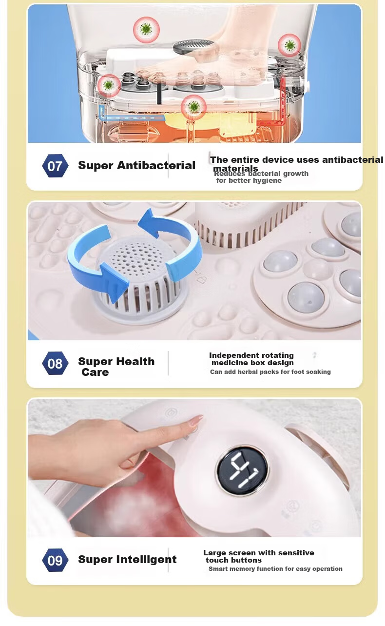 MIAOJIE Z7 Foot Soaking Tub with Moxa Heat Pad, Fully Automatic Constant Temperature Heating, Electric Massage Foot Bath, Smart UV Sterilization, Calf Washing Tub for Men and Women, Gold 8