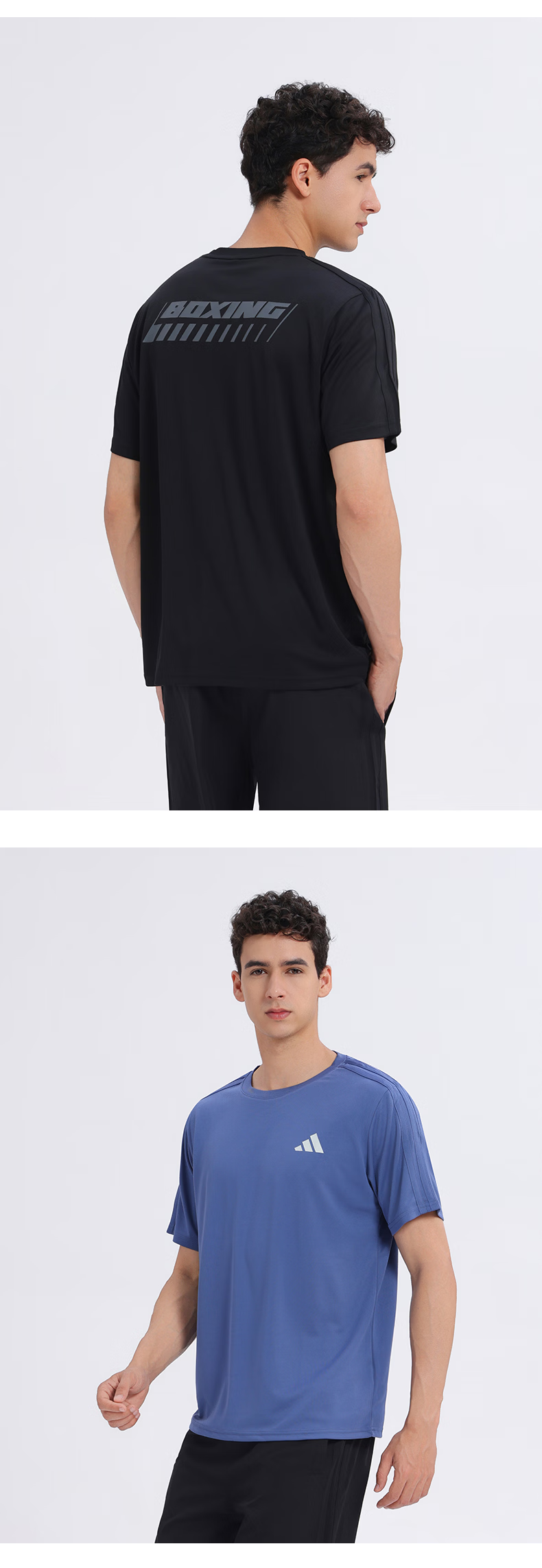 Adidas 2026 New Men's Summer Lightweight Quick-Dry Short Sleeve Outdoor Sports Crew Neck Casual T-Shirt Blue 3XL 8