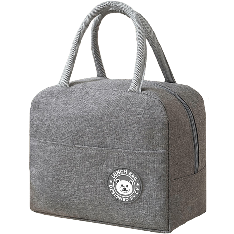 MENGTING Storage Bag, Portable Lunch Box Bag, Handheld Insulated Bag, Student Lunch Box Bento Insulated Bag, Waterproof Thickened, Gray