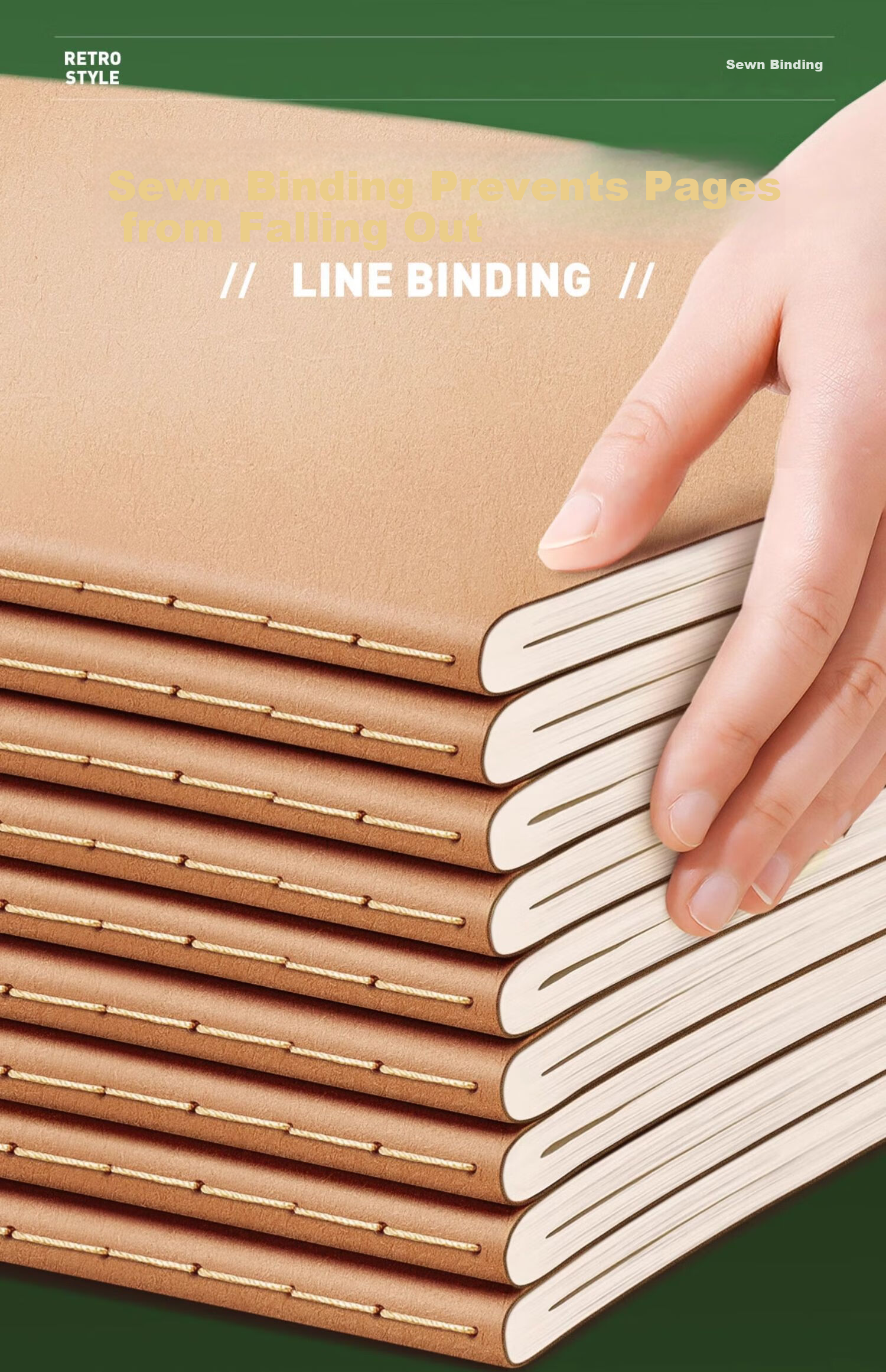 Mingyu 32K Notebook A5 Same Style Kraft Paper Practice Book Lined Homework Book Thickened Sewn Office Simple Journal Back to School Essential 5-Pack/360 Pages Total 15