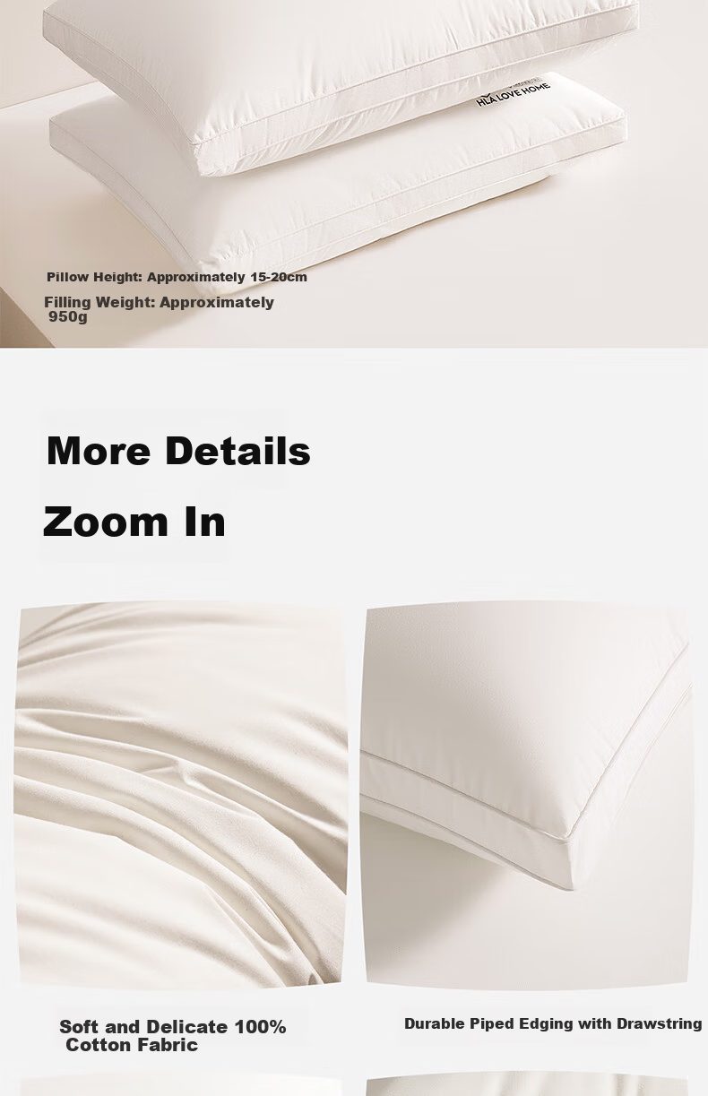 HLA A-Class Cotton Three-Protection Pillow Core Antibacterial Mite-Resistant Oil-Resistant Fiber Pillow Deep Sleep High Pillow Pair 10