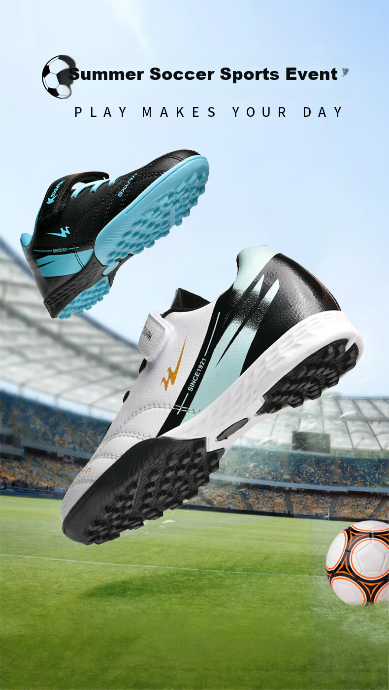 Shuangxing Kids Soccer Shoes Youth TF Turf Cleats Velcro Training Shoes Boys Girls Grass Football Sneakers Student Match Shoes 1