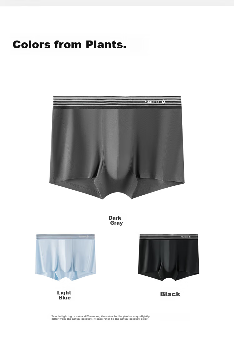 YOUKESHU Modal Men's Underwear 10A Antibacterial Mulberry Silk Gusset Men's Boxer Briefs Plus Size 3-Pack 10