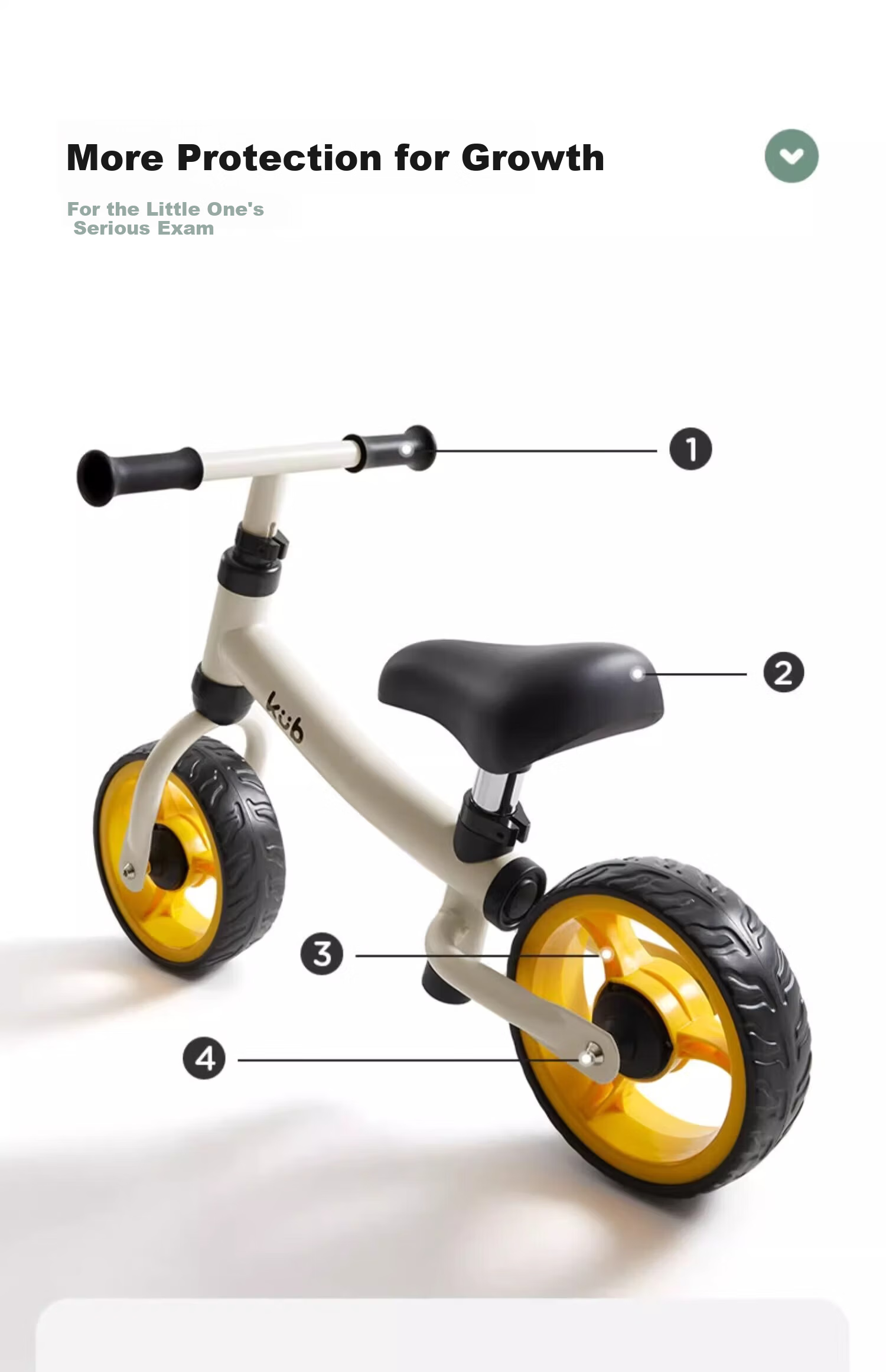 KUB Kids Balance Bike 1-3 Years Old Toddler Walker Ride-On Baby Scooter Cream White 14