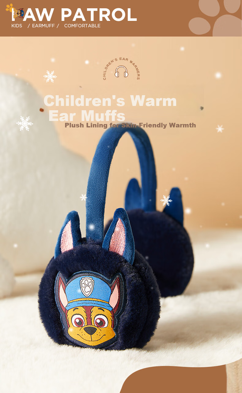 PAW PATROL Kids Warm Plush Ear Muffs Unisex Baby Cold Protection Cute Ear Warmer Navy Blue; 0388 1