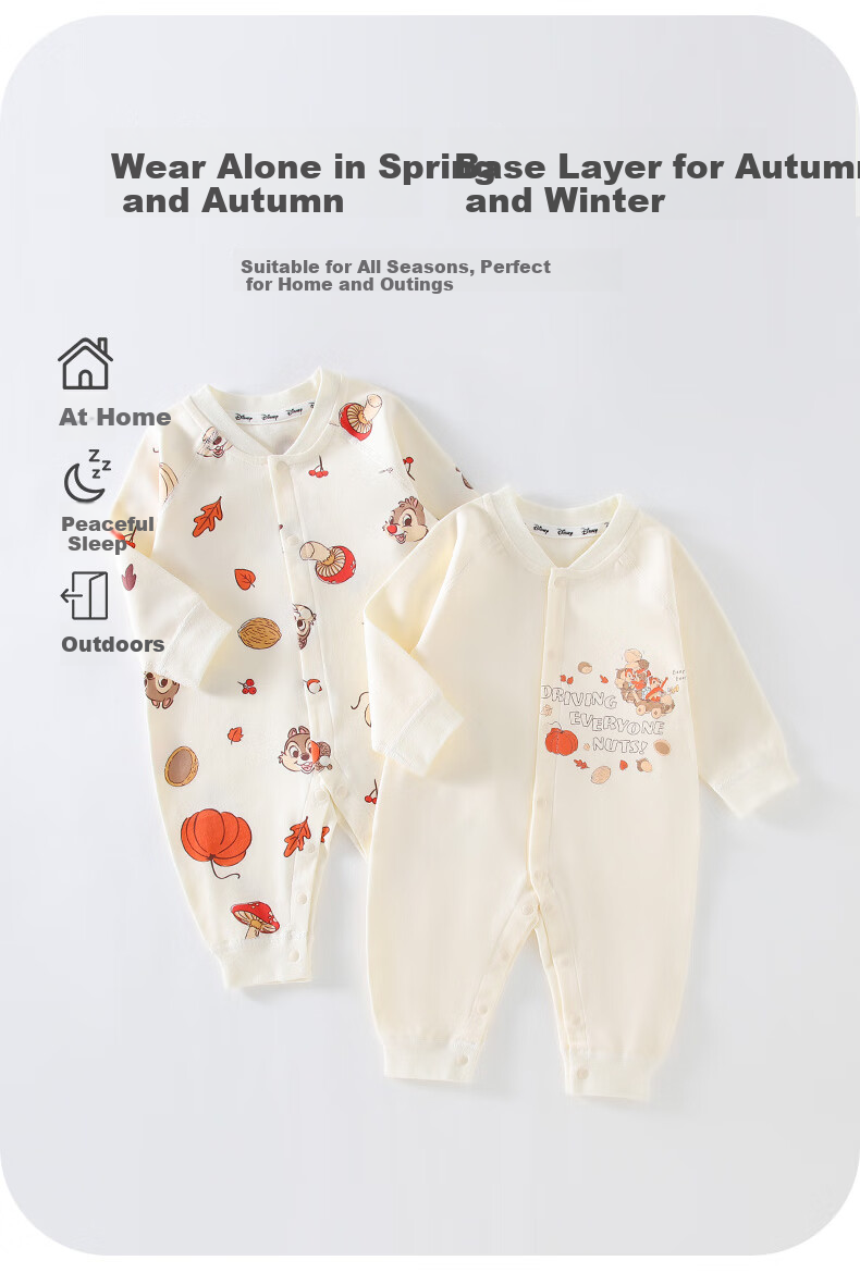 Disney Baby Newborn Romper Spring Autumn A-Class Cotton Full Moon 100 Days Bodysuit Pajamas 2