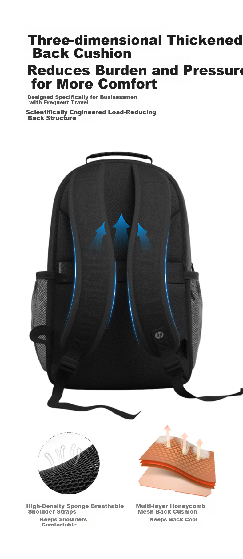 HP 16-inch Laptop Backpack Casual College Middle School Outdoor Travel Gray 4