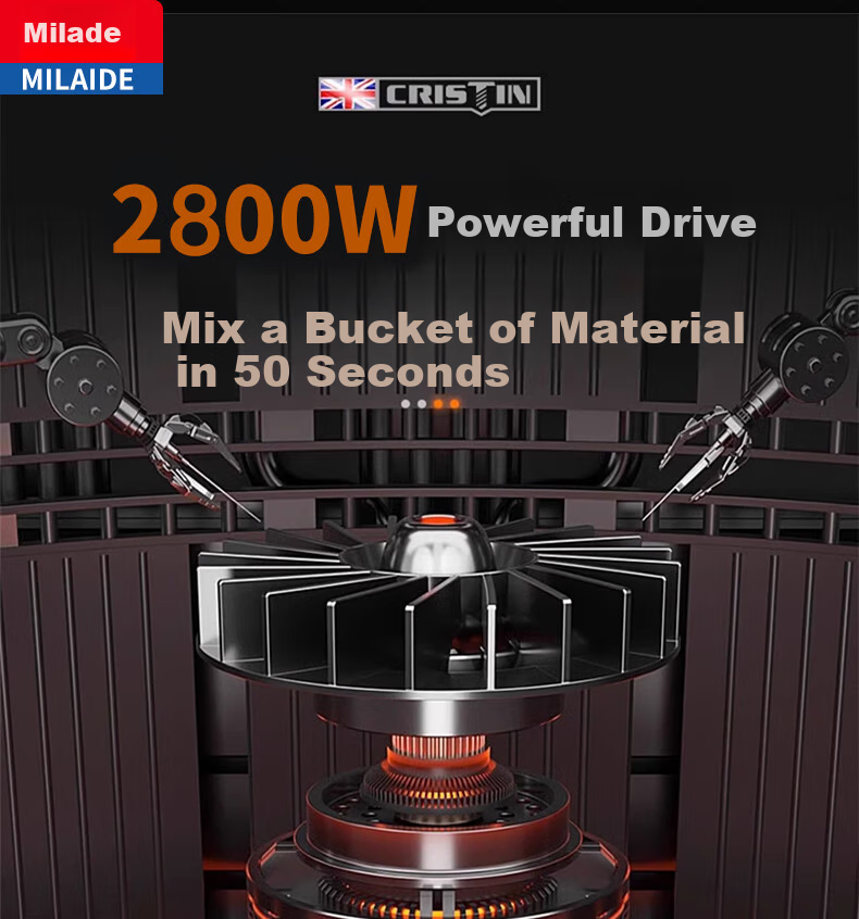 Milade High-Power Electric Mixer for Putty Powder, Cement Mortar, Paint, and Dough Mixing 5
