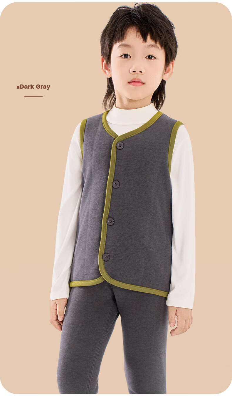 Miiow Kids Thermal Fleece Vest Autumn Winter School Uniform Essential Boys Girls Thickened Wool Cotton-Padded Innerwear 15