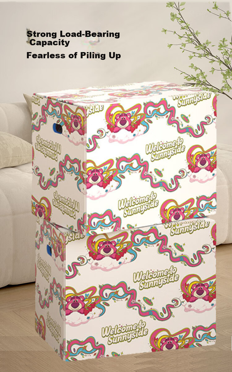 QDZX Disney Moving Boxes Strawberry Bear with Handles 80*50*60cm (3 Large Storage Office Cardboard Boxes) 5