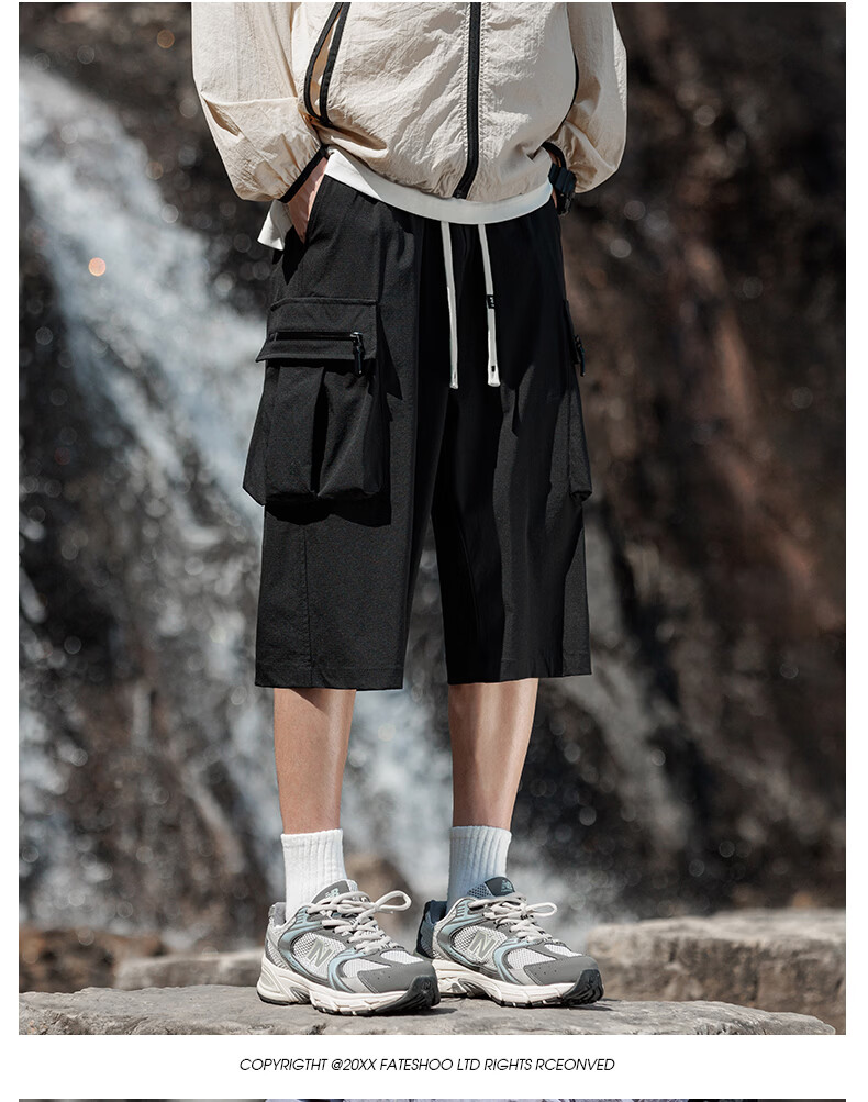 Romon Men's Summer Thin Ice Silk Quick-Dry Seven-Point Shorts Large Size Loose Casual Work Pants K172 Light Gray XL 3