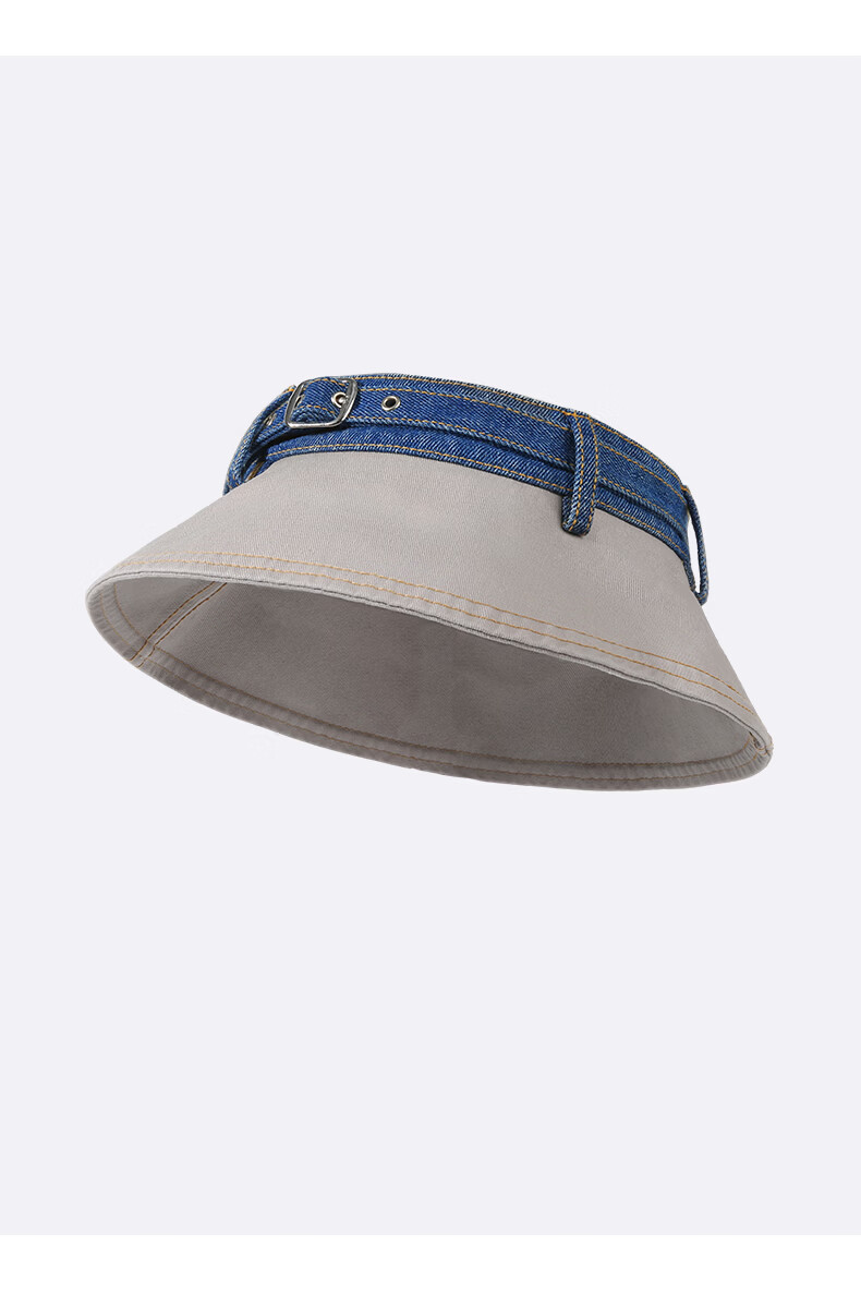 CACUSS Women's Denim Open-Top Cap Summer Sweet Cool Face-Slimming Sun Hat Outdoor Casual Foldable Sun Hat Apricot Beige 12