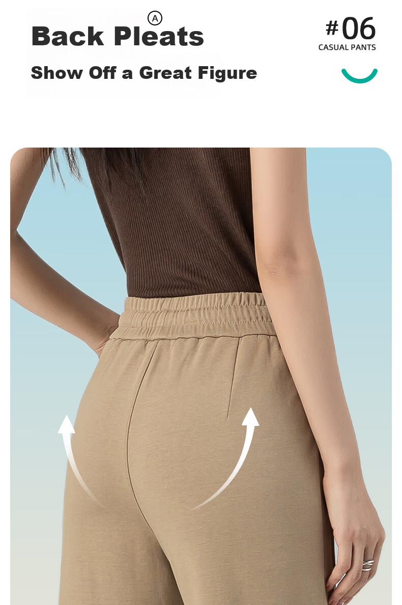 Borui Black Narrow Wide-Leg Pants for Women 2026 Spring High-Waist Casual Slimming Draped Cotton Straight-Leg Trousers 9