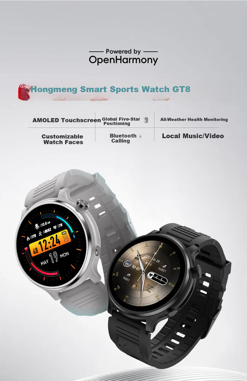 EZON Smartwatch GT8 Gray - Beidou GPS Outdoor Running, Video, Music, Payment, Heart Rate Monitor, Gift Bulk Purchase 1