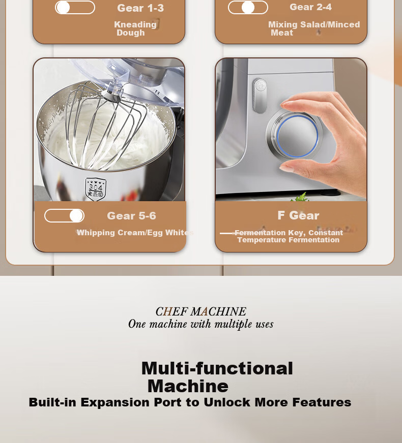 SANLIDA Sanlida 10L Metal Stand Mixer Large Capacity Commercial and Home Use Multifunction Dough Kneading Mixing Fermentation Egg Beater Cream Whisk Expandable 16