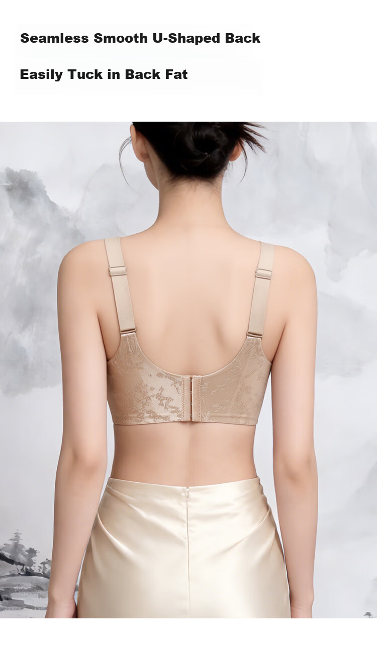 Tingmei 26 Years Jacquard Uplift Anti-Sagging Bra for Women, Lift and Gather, Side Support, Semi-Fixed Cotton Cup, Wireless Bra 11
