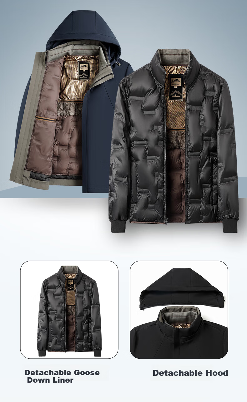 TUCANO Men's Goose Down Jacket 2026 Winter New Dad Coat Middle-aged and Elderly Warm Windproof Outerwear 5