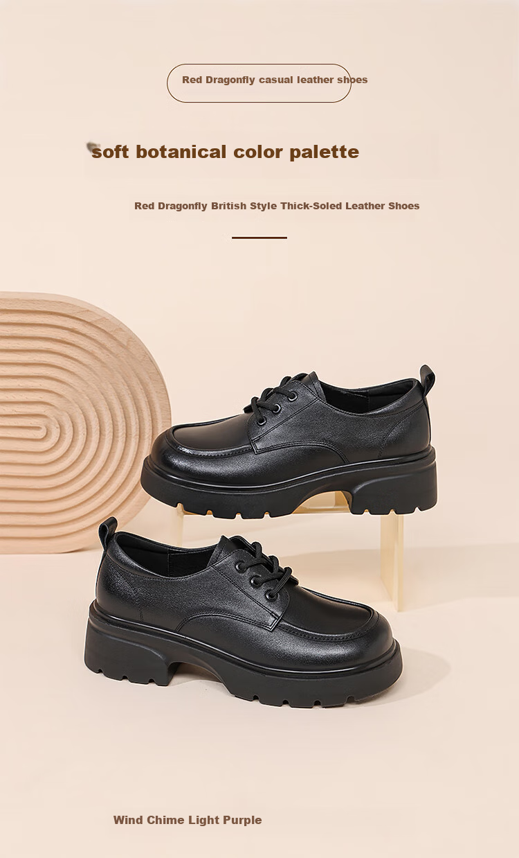 Red Dragonfly Women's New Genuine Leather Breathable Height Increasing Soft Sole Lightweight Work Shoes WTB152731 Black Size 37 1
