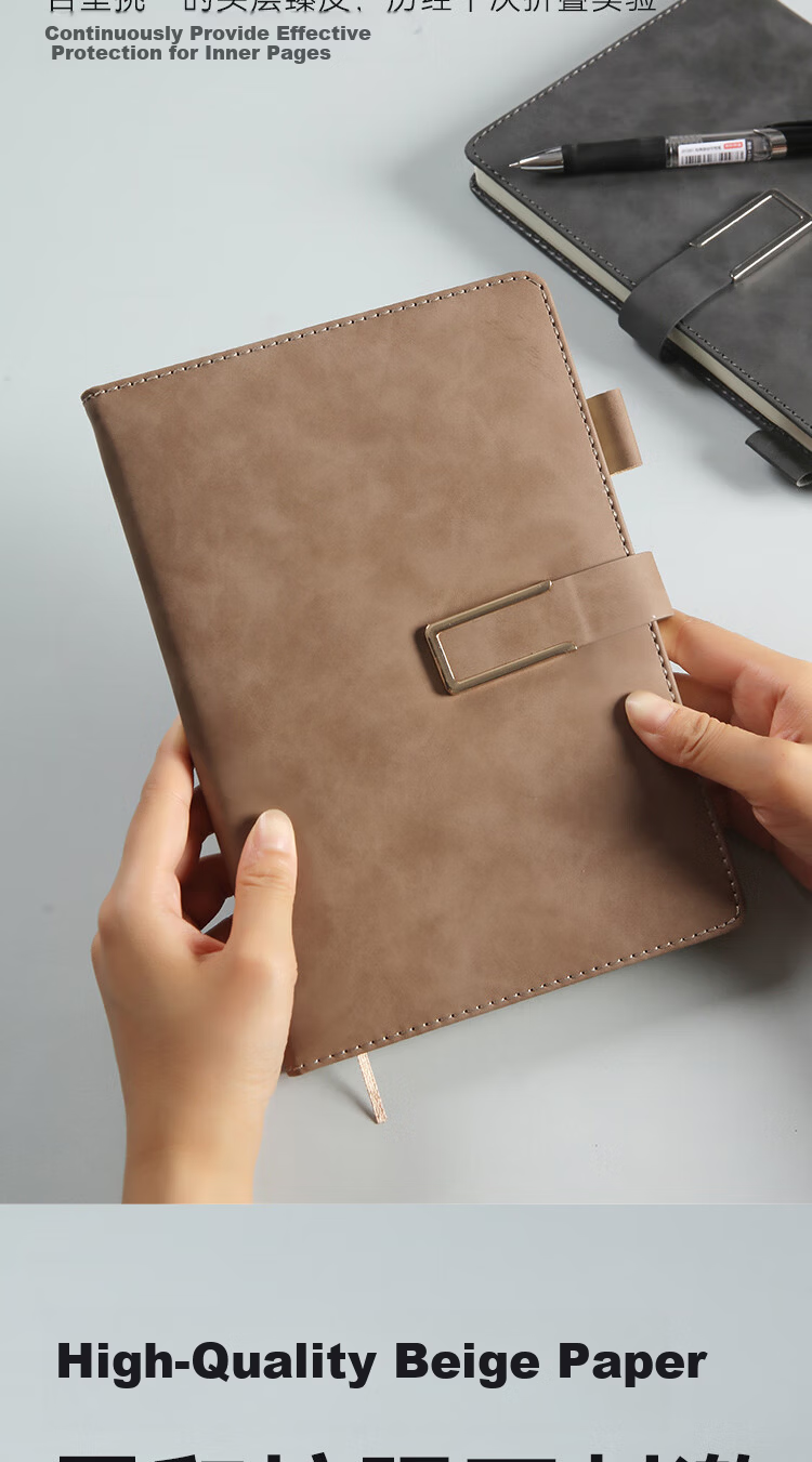 JD Jingzao Popular Product 25K 128-Page Single Lambskin Texture Leather Notebook Thickened Leather Cover Office Meeting Notes Black 3