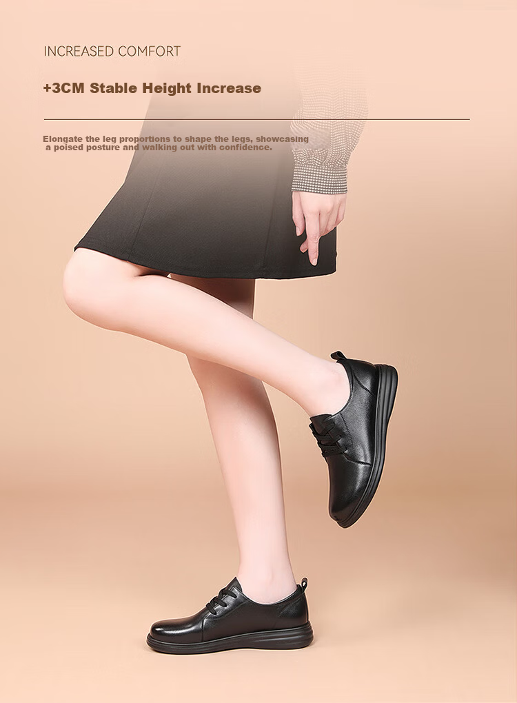 Red Dragonfly Women's Casual Leather Shoes Comfortable Breathable Soft Sole Lace-up Work Shoes WTB352011 Black Size 39 4