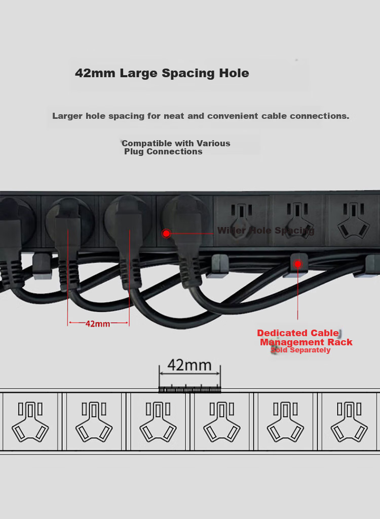 TOWE PDU Cabinet Power Strip 8-Port 10A Server Room Extension Cord 2m EN10/G800 14
