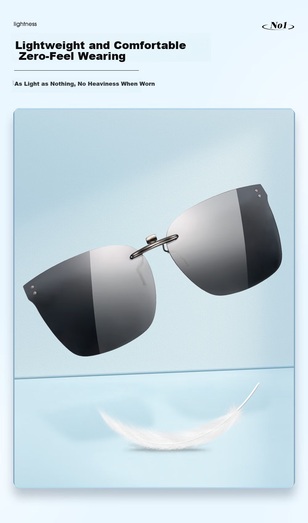 CAXMAN Clip-On Polarized Prescription Sunglasses for Men and Women, Lightweight Square Driving Glasses, UV Protection and Sunshade 15