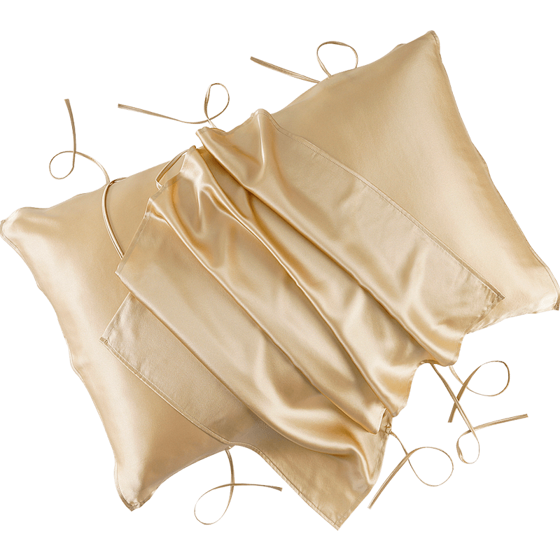 Ciyun Solid Color Silk Pillowcase, 100% Pure Silk Fabric, Single-Sided Silk, One Piece, Champagne Gold, 48*74cm