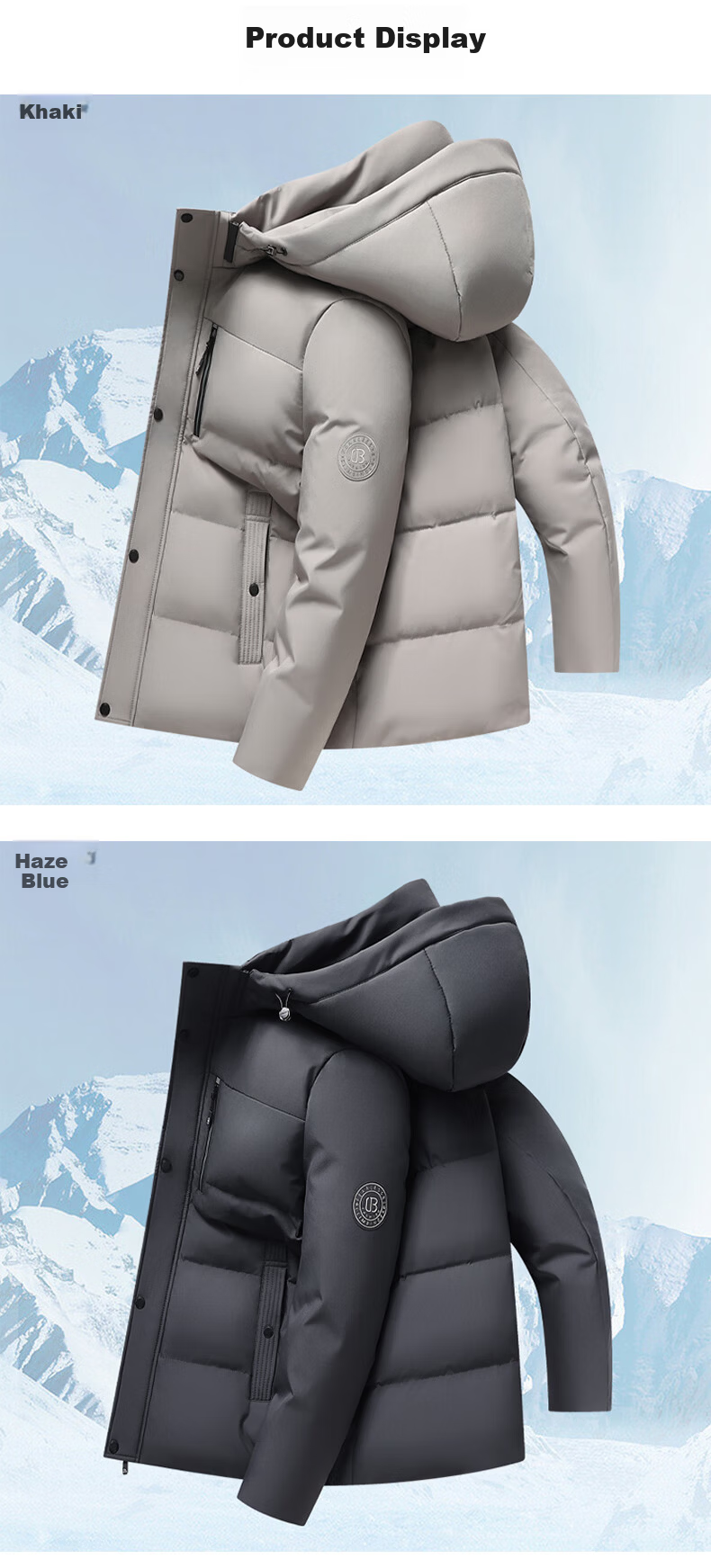Yalu [90% Goose Down] Men's Short Down Jacket with Detachable Hood Thickened Warm Casual Business Autumn Winter Coat 6