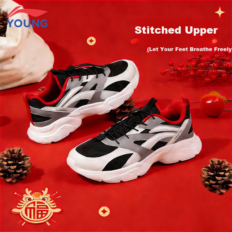 LI-NING Kids Casual Shoes Unisex Teen New Comfortable Shock Absorption Low-top Sports Sneakers