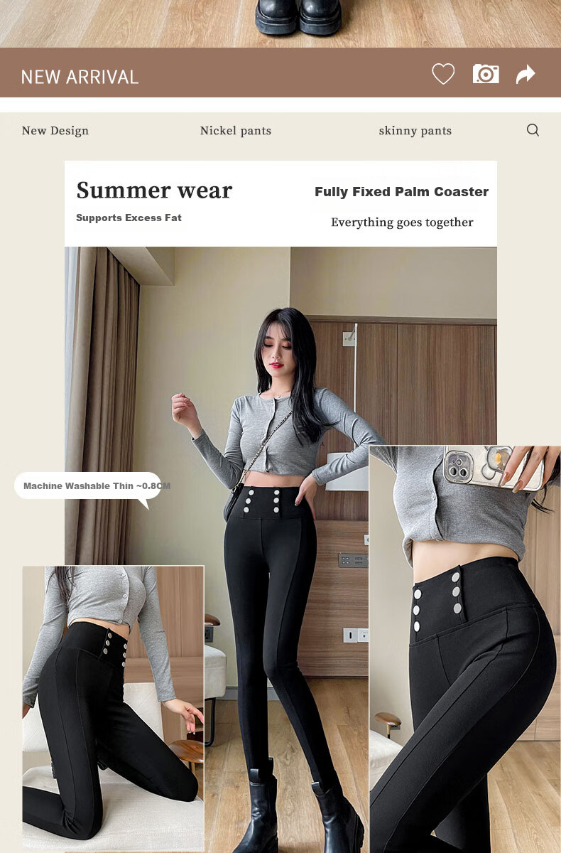 Langsha Women's Spring Thin Leggings, Hip-Lifting, Tummy Control, High-Waist Slim Fit Black Pencil Pants 2