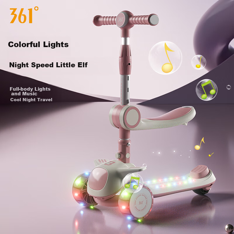361° Kids Scooter Baby Gift Flash Wheel Kick Scooter for Ages 2-12 - China Red