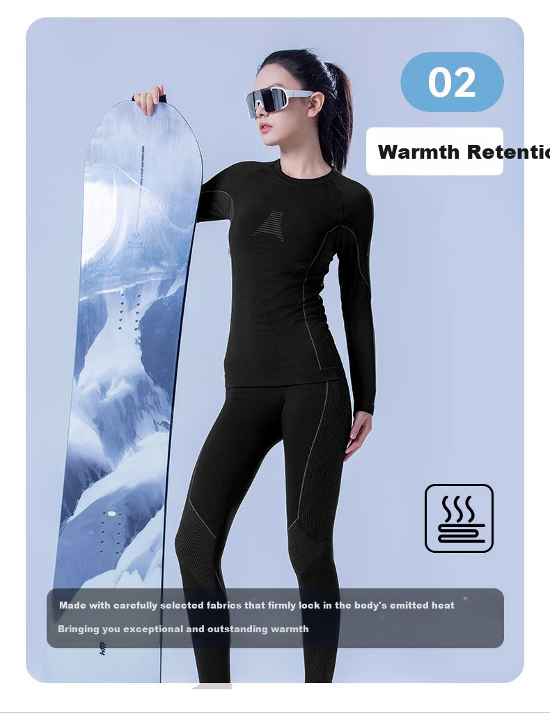 BOPRUIEY Ski Quick-Dry Set Autumn Thermal Underwear for Men and Women, Warm Functional Antibacterial Breathable Sports Base Layer 8