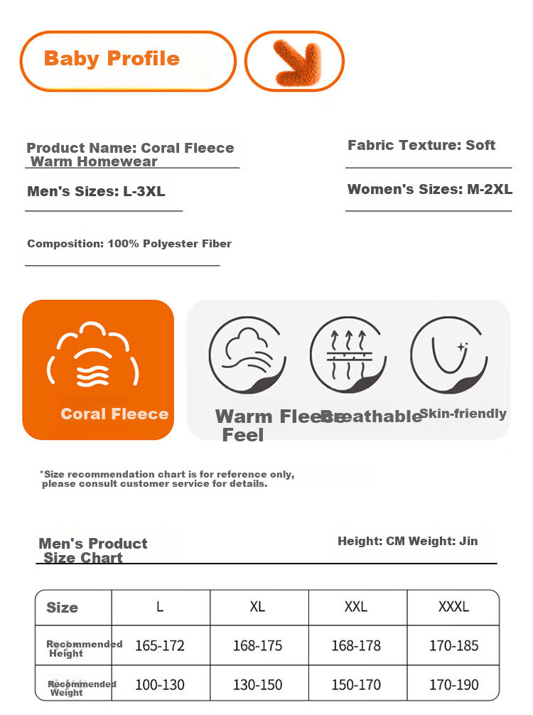 LangSha New Winter Couple Pajamas Fleece Thickened Men's Flannel Homewear Set 5