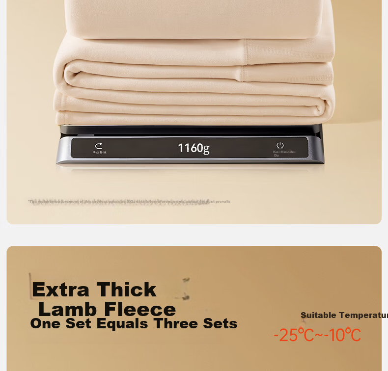 Urban Beauty Class A Middle-aged and Elderly Women's Thermal Underwear Set with Extra Thick Fleece Lamb Wool, Autumn Top and Bottom, 2XL 10