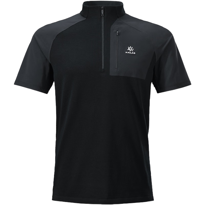 KAILAS XM2 Wool Short Sleeve T-Shirt Men Quick-Dry Half-Zip Outdoor Hiking Breathable Mountaineering Top