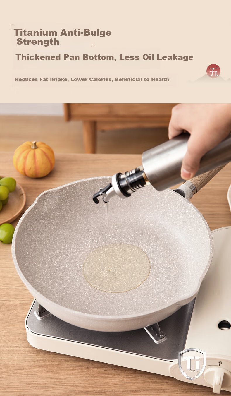 CaROTE Maifan Stone Non-Stick Titanium Frying Pan 24cm for Home Use Steak Pan Small Egg Pancake Pan Induction Cooker Compatible 7