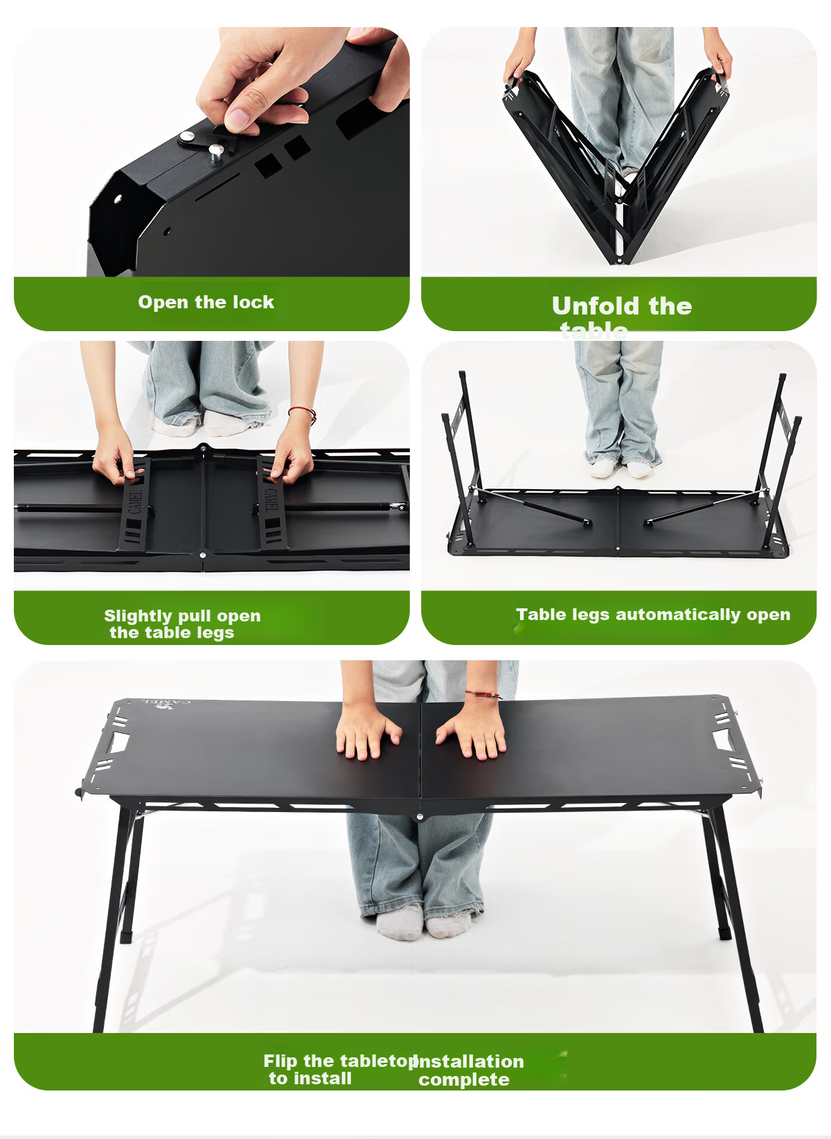 CAMEL Outdoor Folding Table Portable Camping Multifunction Lightweight Tactical Table 8006 Black 2