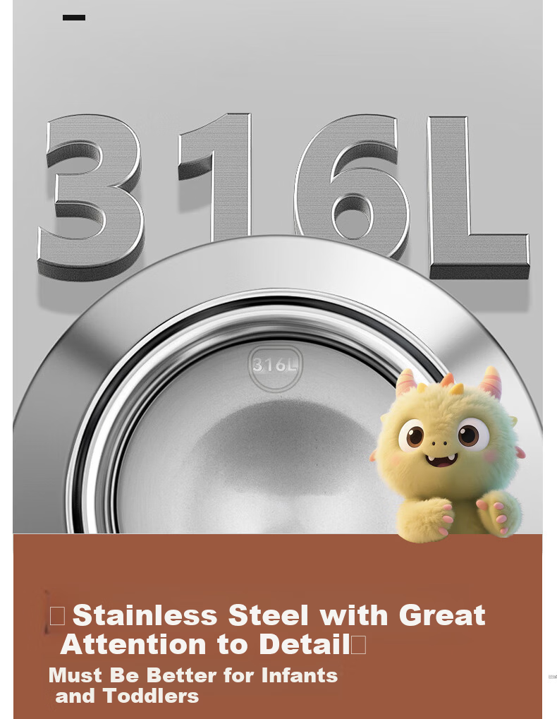 Kamidi Children's Insulated Bottle Infant Thermos Water Bottle Small Age Baby 316L Stainless Steel Straw Baby Bottle 400ml 23