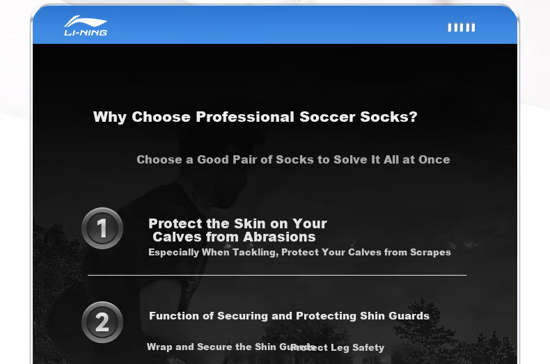 LI-NING Children's Mid-Calf Anti-Slip Soccer Socks Over-the-Knee Professional Men's Football Shin Guard Sports Long Socks Black - M 4