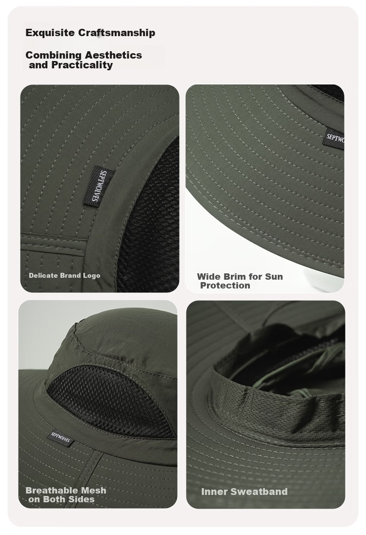 Seven Wolves Men's Summer Sun Protection Breathable Bucket Hat UV Protection Women's Fishing Hiking Cap 4
