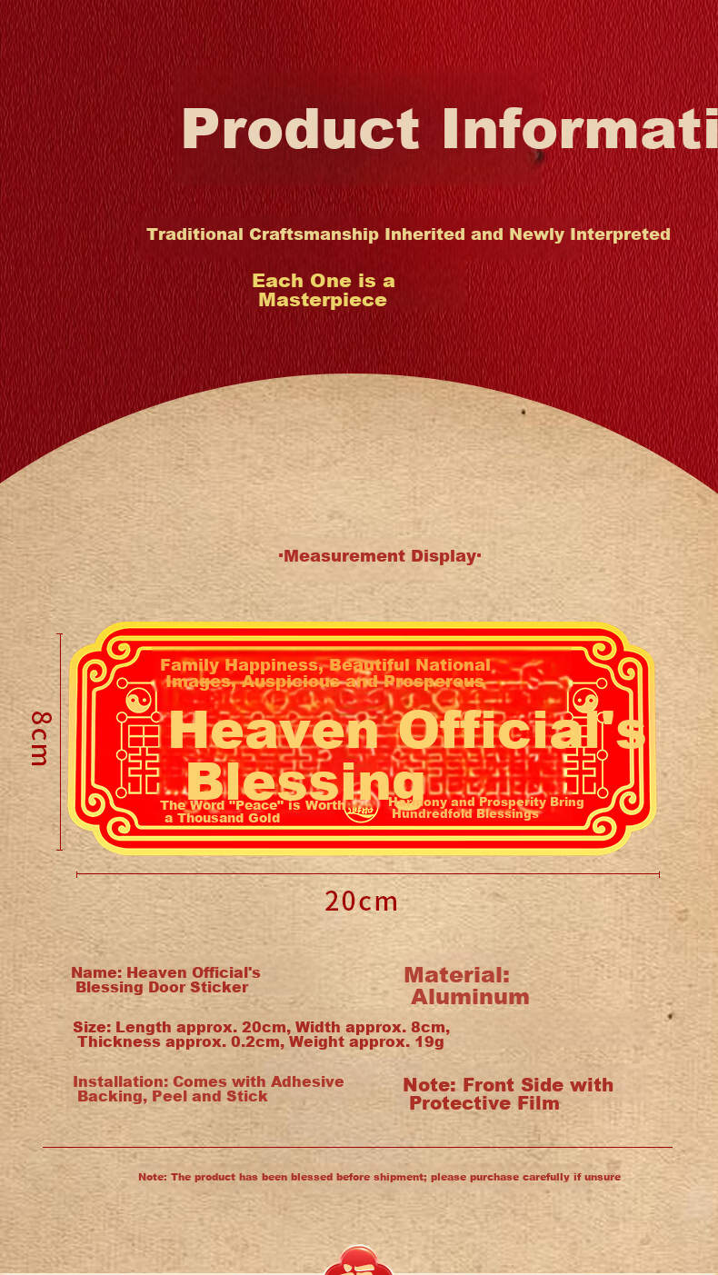 Feng Shui Pavilion Official Blessing Door Plaque Feng Shui Metal Wall Art for Entryway and Housewarming 9