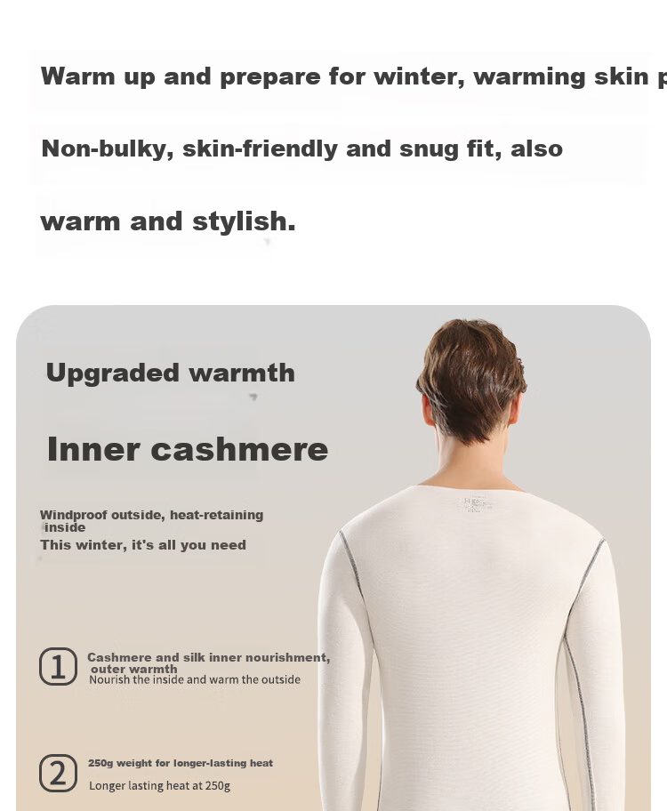 MiiOW Cashmere Men's Thermal Underwear, 10A Antibacterial Seamless Heat-Generating Autumn Top And Pants Set for Men, New Style 2026 12