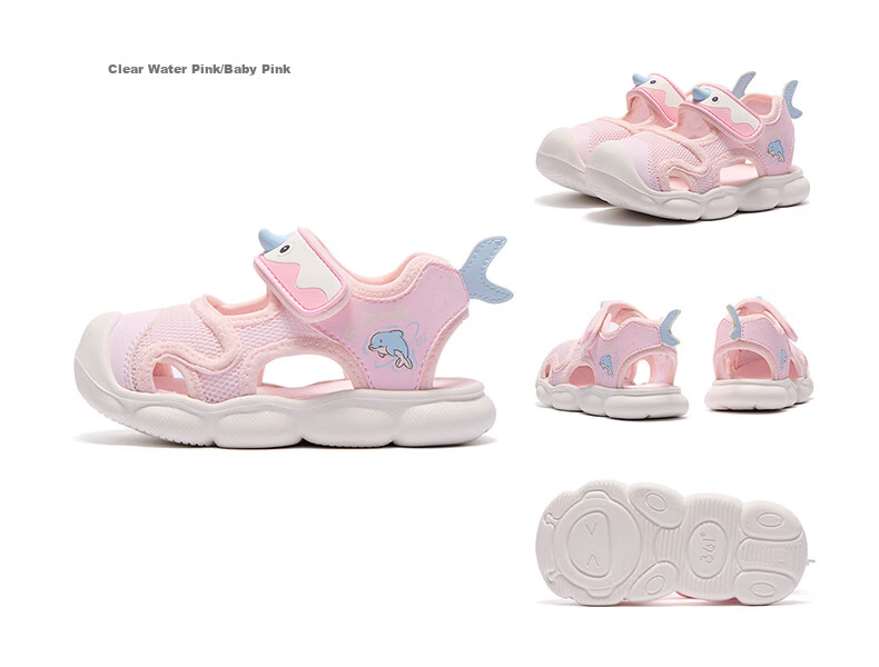 361° Little Dolphin Children's Sandals 26 Summer Boys and Girls Breathable Soft Elastic Baby Beach Shoes Pink Size 26 18