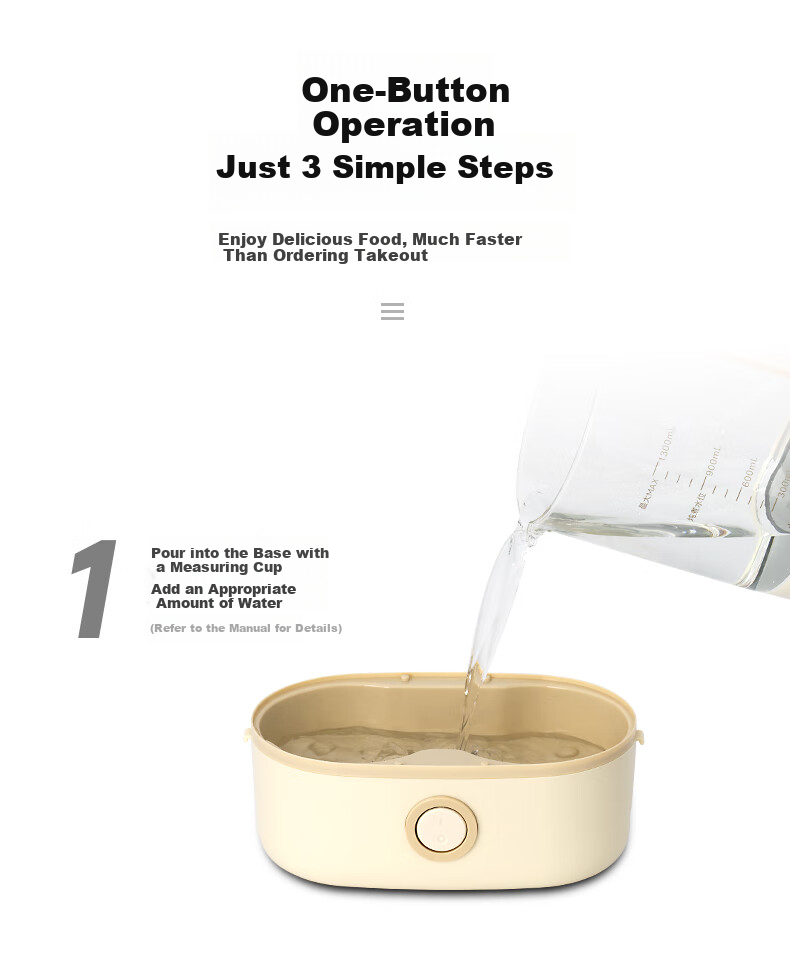 LIFE ELEMENT Plug-in Electric Lunch Box Portable Insulated Heating Lunch Box Ceramic Inner Liner Bento Box Food Warmer 1L Double Inner F88 4