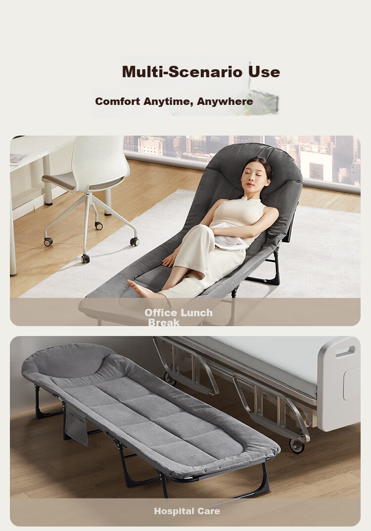 JD Jingzao Folding Bed Recliner American Style Single Nap Bed Hospital Care Bed Outdoor Military Bed 180*60cm 5
