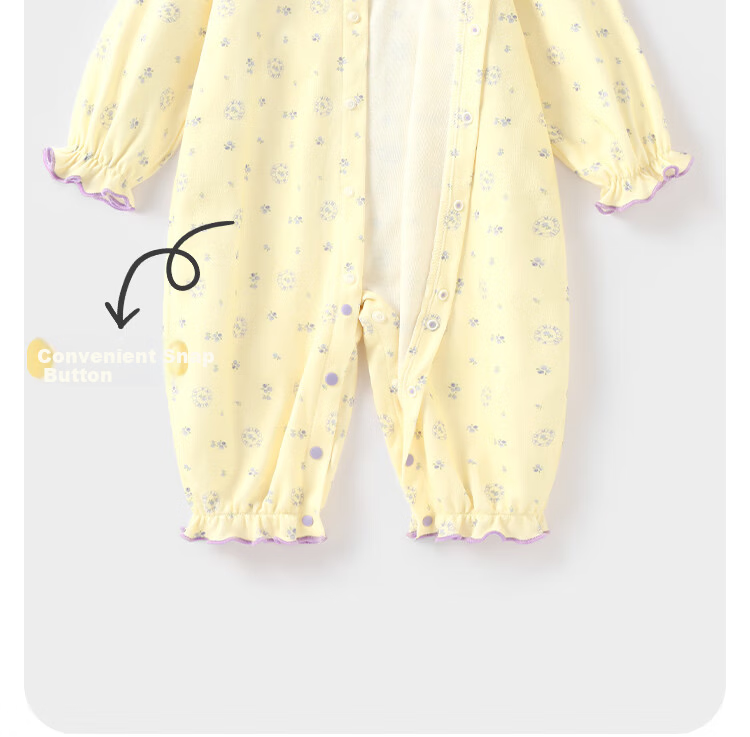 Badi Badi [Gift for Expectant Moms] Pure Cotton Infant One-Piece Romper Pajamas Homewear Pastoral Floral Yellow 66cm 5