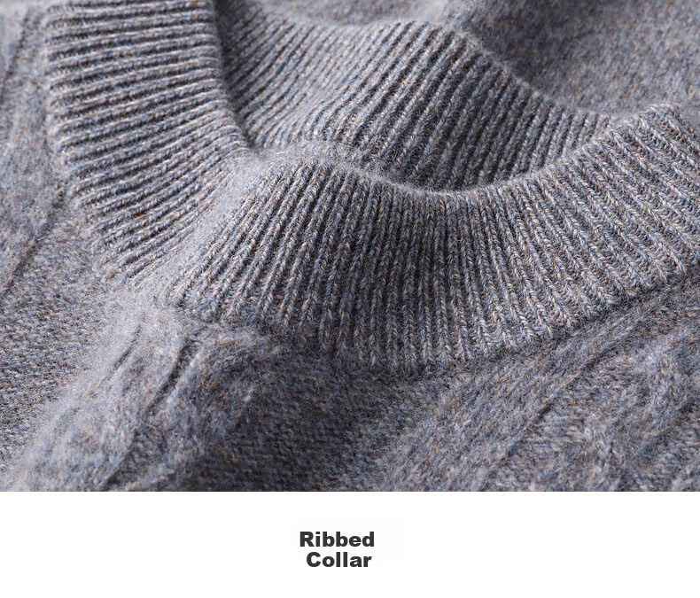 Hengyuanxiang Men's Thickened Wool Sweater Autumn Winter 100% Pure Wool Half Turtleneck Simple Casual Solid Color Knitwear 33