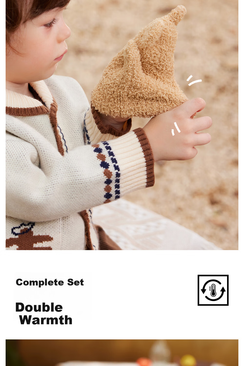 Beitais Children's Winter Gloves Fleece Thickened Warm Boys Girls Half-Fleece Anti-Frost Mittens 9