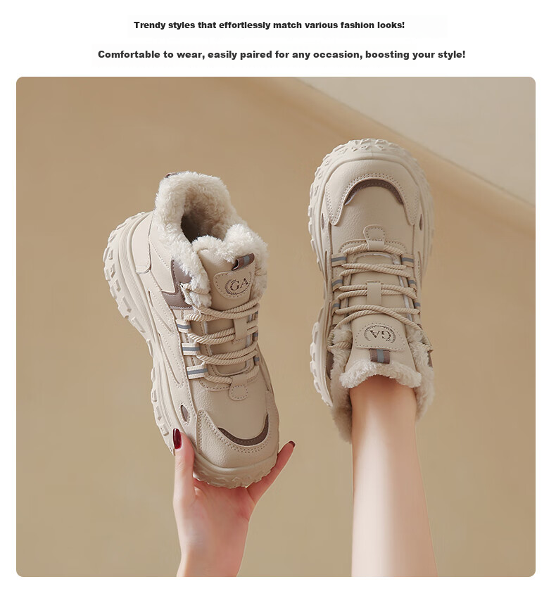CARTELO Women's Winter Fleece-Lined Casual Shoes Warm High-Top Sneakers Cotton Shoes 1655 White Blue Size 36 8